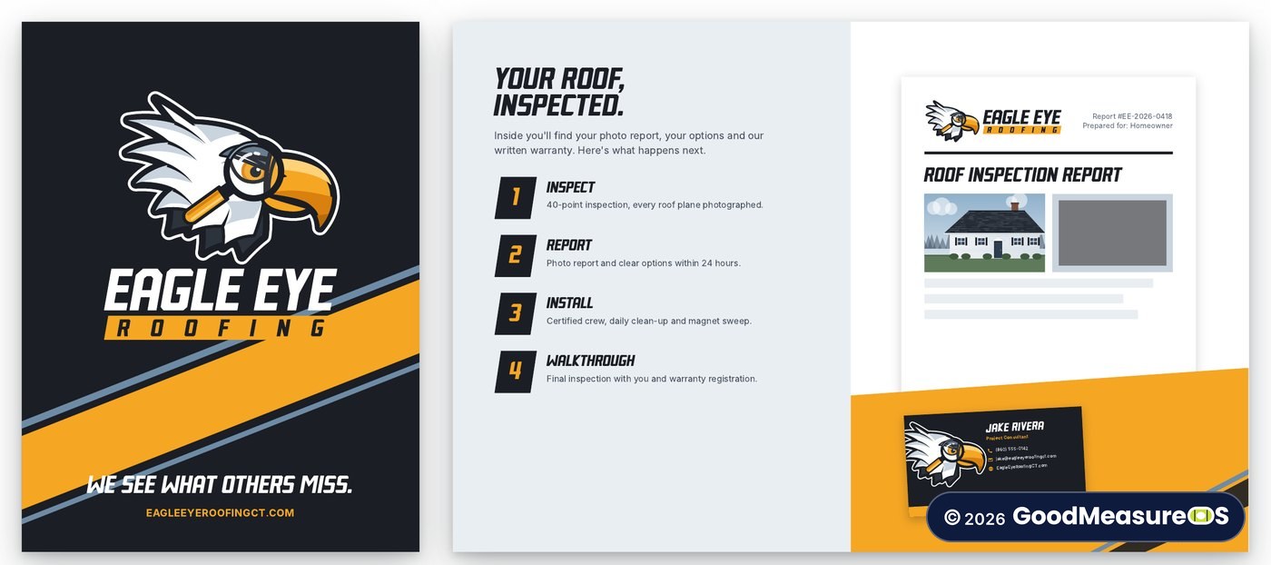 Sales folder for Eagle Eye Roofing
