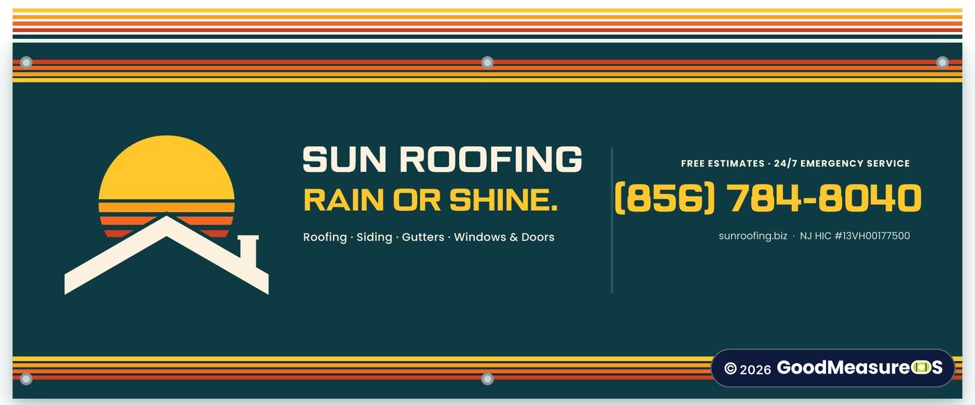 Job site banner for Sun Roofing