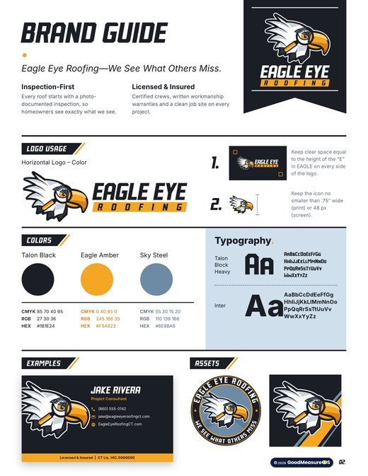 Eagle Eye Roofing brand guide, page 2: Brand overview