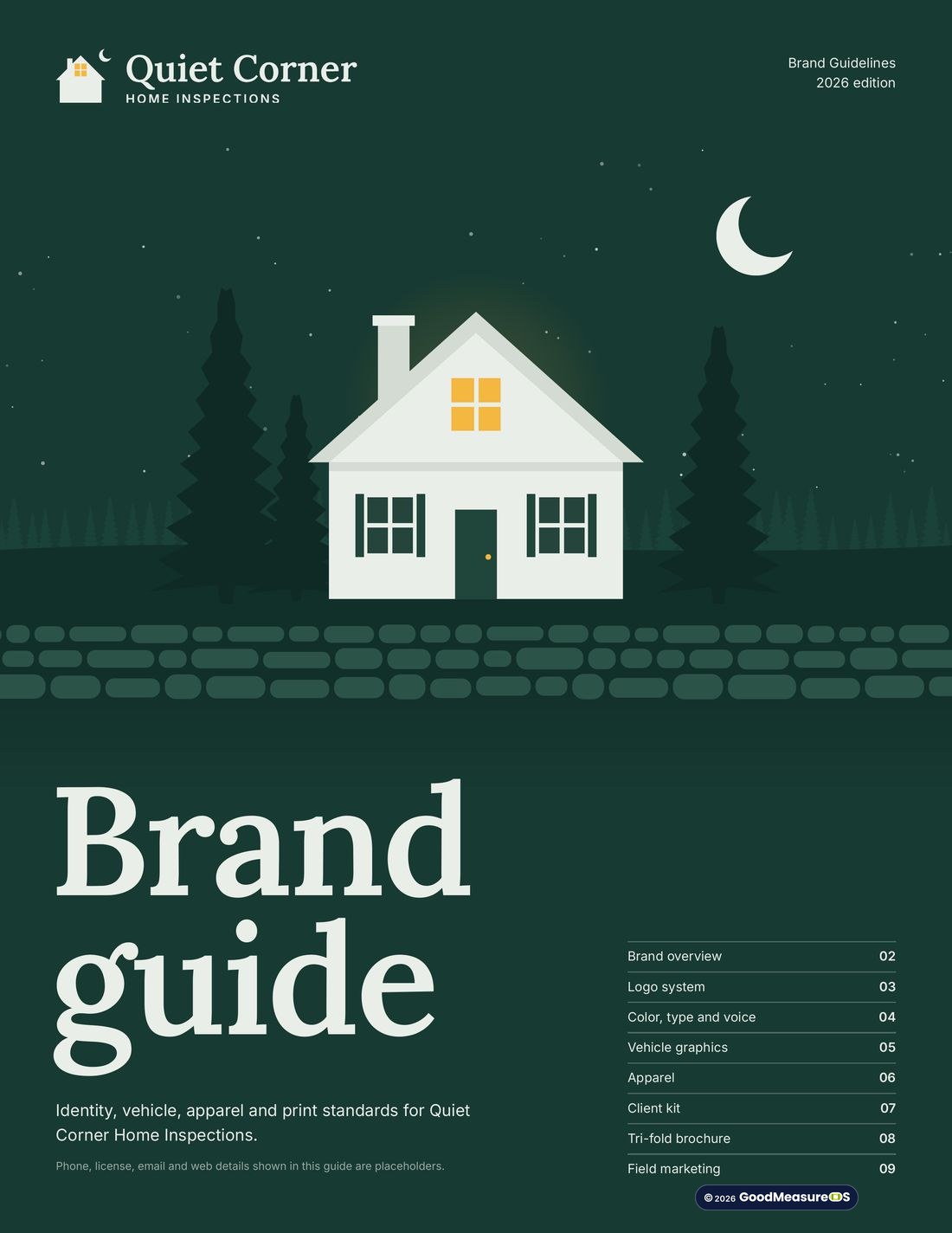 Quiet Corner Home Inspections brand guide cover