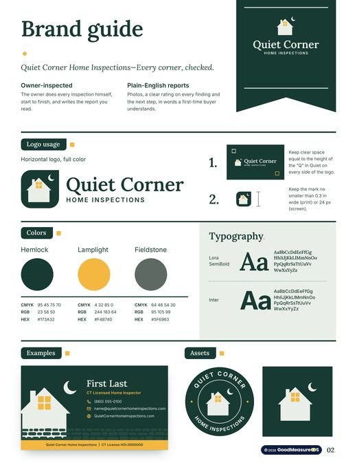Quiet Corner Home Inspections brand guide, page 2: Brand overview